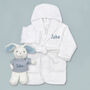 Personalised Baby Boy Bunny And Bathrobe Hamper, thumbnail 5 of 9