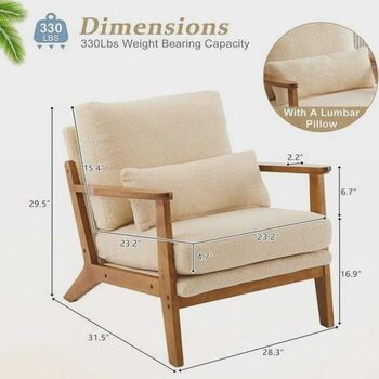 Boucle Khaki Accent Chair Armchair Living Room, 4 of 5