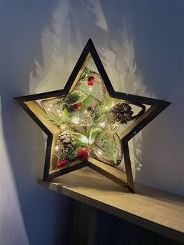 Wooden Christmas Light Up Ornament Tree And Star Set, 8 of 12