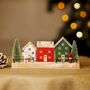 Wooden Festive Village Scene Ornaments, thumbnail 2 of 4