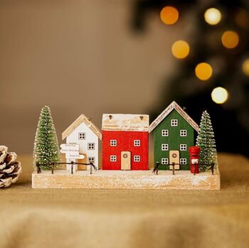 Wooden Festive Village Scene Ornaments, 2 of 4