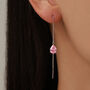 Sterling Silver Tourmaline Pink Cz Droplet Threader Earrings, thumbnail 1 of 11