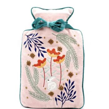 Luxury Embroidered Rabbit With Ribbon Hot Water Bottle, 4 of 4