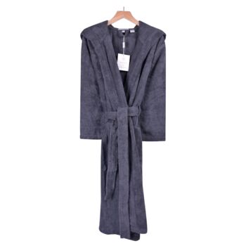 Nua Cotton Men's Heavyweight Hooded Dressing Gown, 3 of 5