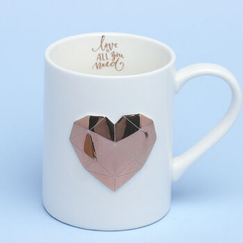 G Decor Love Geometric 3D Heart Porcelain White Mug, 4 of 4
