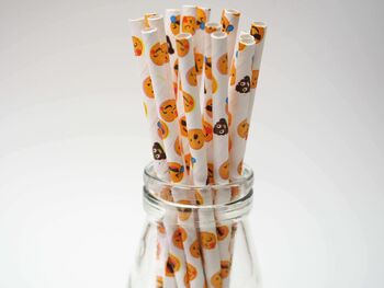 Emoji Paper Straws Box Of 38 100% Biodegradable, 7 of 8
