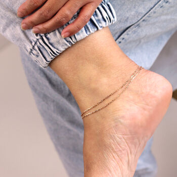Sterling Silver Double Figaro Anklet, 3 of 6