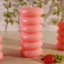 G Decor Strawberry Lip Balm Scented Pebble Bubble Stack Sculptural Pillar Candle, thumbnail 4 of 5