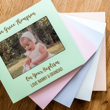 Personalised Pastel Photo Frame For Christening Baptism Gift, 6 of 7