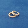 Gold Sparkly Hoops, Cz Stone Huggie Hoops, Dainty Hoops, thumbnail 1 of 7