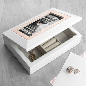 Personalised Powder White And Rose Photo Jewellery Box, 2 of 9