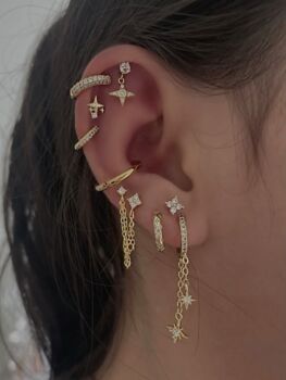 Silver Double Chain Studs, 2 of 3