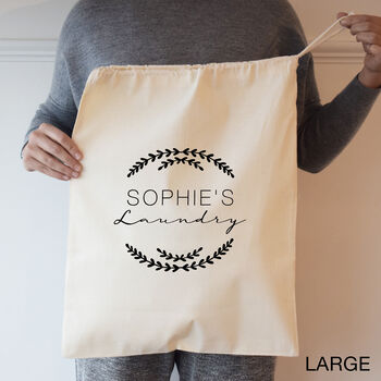 Personalised Wreath Laundry Bag – Stylish Name Print Storage Sack For Kids, Teens And Uni, 4 of 6