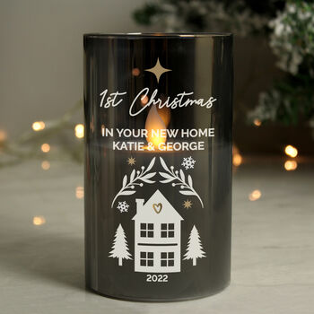 Personalised Christmas Smoked Glass LED Candle, 4 of 4