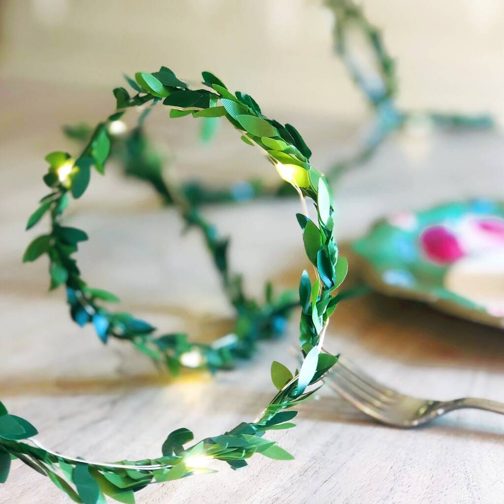Christmas Foliage Fairy Lights Garland By Bunting & Barrow