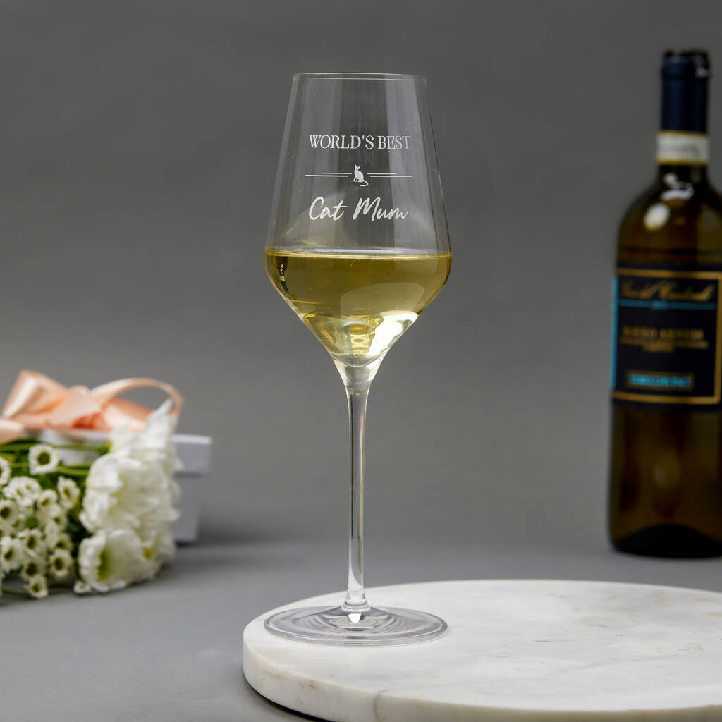 Personalised World's Best Cat Mum Crystal Wine Glass, 1 of 5