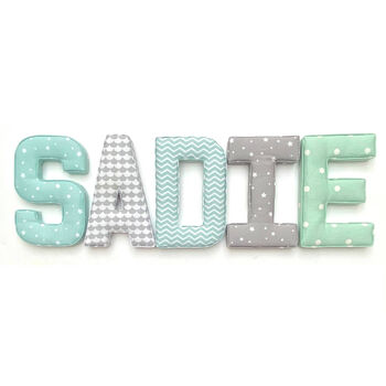 Mint And Grey Full Name Fabric Letters, 4 of 11