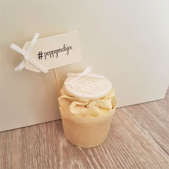Set Of Ten Personalised Hashtag Wedding Cupcake Toppers, 2 of 6