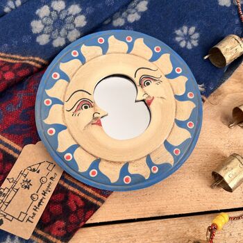 Celestial Moon Mini Wooden Handmade Decorative Mirror, 2 of 8