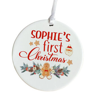 Personalised First Christmas Ceramic Ornament With Name, 3 of 7