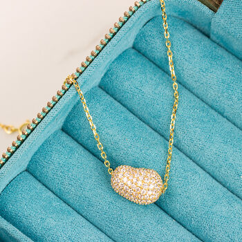 Sterling Silver Crystal Bean Necklace, 10 of 12