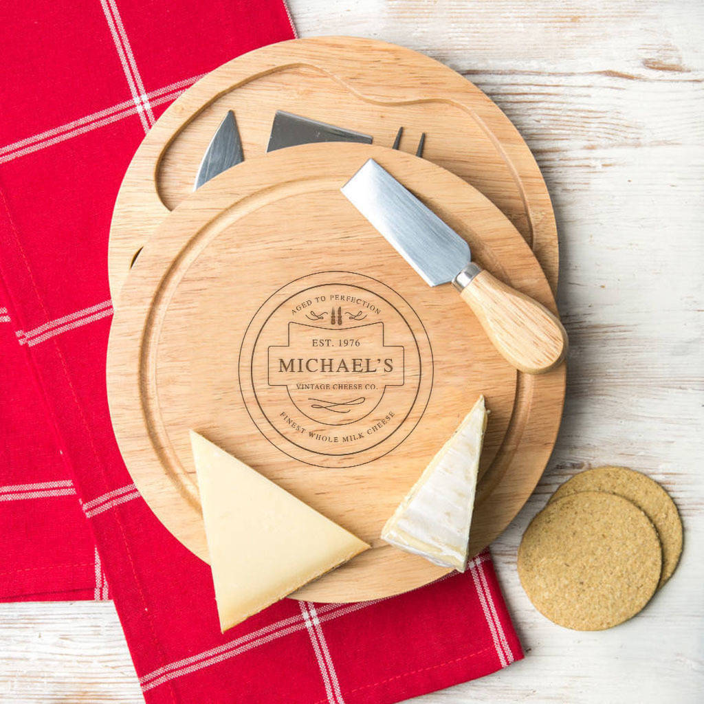 Personalised Vintage Cheese Board And Knife Set By Dust and Things