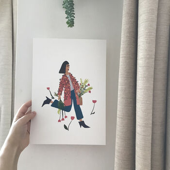 Flower Shopping Woman Art Print, 3 of 5