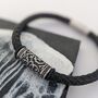 Mens Leather Bracelet With A Pattern Tube Bead, thumbnail 3 of 6