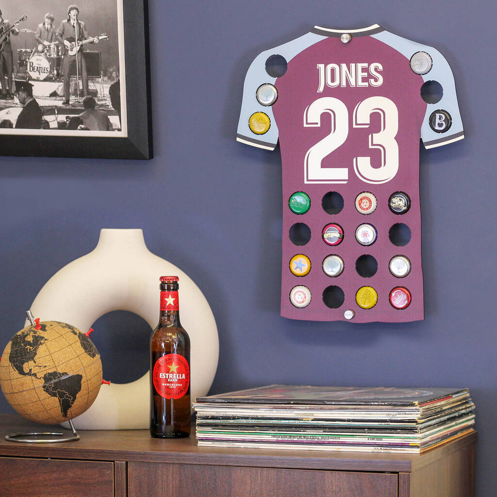 Personalised Football Shirt Beer Cap Collector Gift, 1 of 10