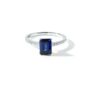 Octagon Created Sapphire Natural Diamond Rings, thumbnail 4 of 9