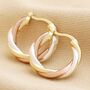 Mixed Metal Twisted Hoop Earrings In Gold Plating, thumbnail 2 of 4