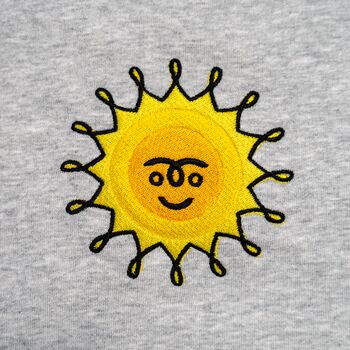 Morning Sun Embroidered Sweatshirt Marl Grey, 4 of 6