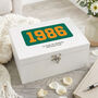 Personalised Year Milestone White Wooden Memory Box 18th, 21st, 50th Birthday And Anniversary Gift, thumbnail 1 of 12