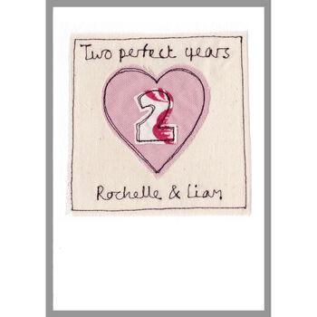 Personalised 2nd Cotton Wedding Anniversary Card, 2 of 10
