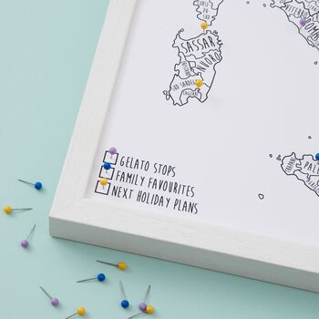 Personalised Italy Pinboard Map With Pins, 3 of 10