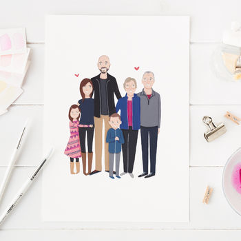 Hand Painted Personalised Family Portrait, 6 of 6