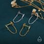 Starburst Cz Dangle Chain Stud Earrings In Sterling Silver, thumbnail 5 of 12