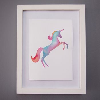 Watercolour Unicorn Rainbow Art Painting Print, 2 of 3