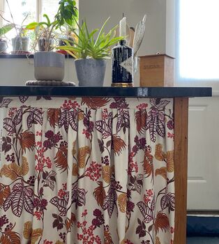 Fall Decor Velcro Sink Skirt, Bespoke Under Cabinet Curtain, 3 of 5