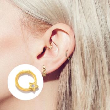 Gold Plated Star Hoop For Tragus Or Helix, 2 of 3