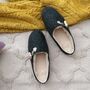 Graphite Felt Mules With Cream Leather Details, thumbnail 1 of 6