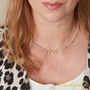White Moonstone Short Gold And Silver Beaded Charm Necklace, thumbnail 2 of 6