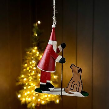 Santa And Dog Stand Up Paddle Boarding Decoration, 2 of 2