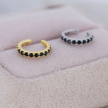 Minimalist Black Cz Ear Cuff In Sterling Silver, 5 of 11