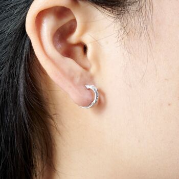 Silver Cz Stone Huggie Earrings, Sparkly Minimalistic Everyday Hoops, Small Hoops, 3 of 7