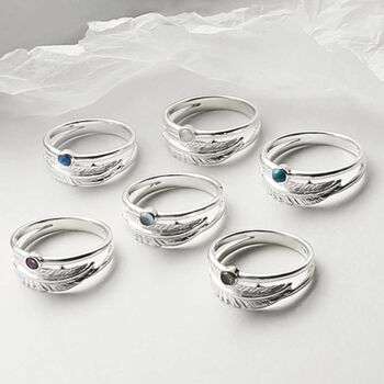 Sterling Silver Gemstone Feather Rings, 4 of 8