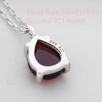 Genuine Red Garnet Droplet Necklace Sterling Silver, 8 of 12