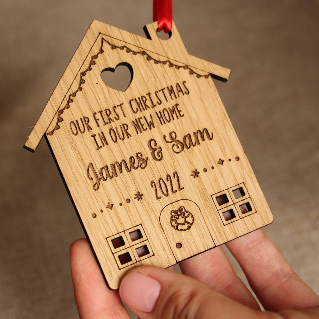 Personalised Wooden “First Christmas In Our New Home” Ornament, 1 of 3