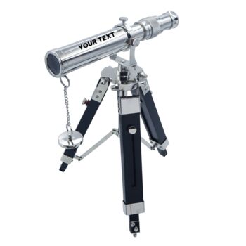Personalised Chrome Telescope With Black Wooden Tripod, 3 of 11