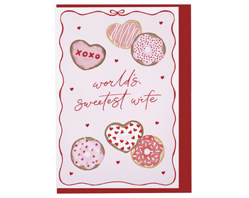 Pink Valentines Day Card For Wife Sweet Donut Design, 3 of 3